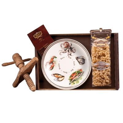 Coffret cadeau Pâtes de Gragnano I.G.P. "La Fabbrica della Pasta" - 500 gr avec Assiette - Décoration Poisson