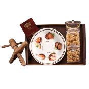 Coffret cadeau Pâtes de Gragnano I.G.P. "La Fabbrica della Pasta" - 500 gr avec Assiette - Décoration Viande